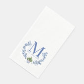 Serviette En Papier Cimetière Monogramme Bleu avec arbre de Noël (Coin)