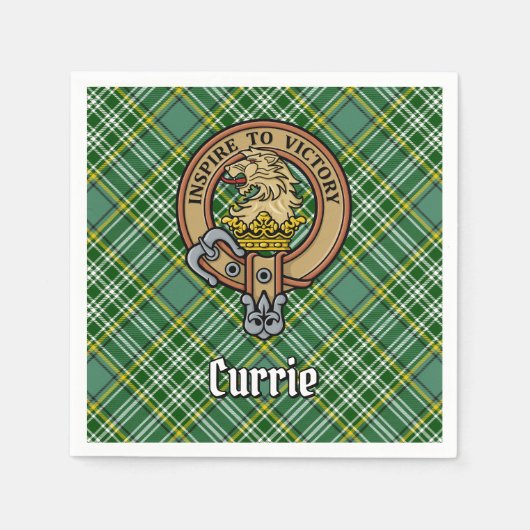 Serviette En Papier Cimier de lion Clan Currie sur Tartan (Devant)