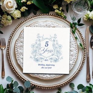 Serviette En Papier Cimier Élégant Vintage 5e Anniversaire de Mariage