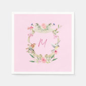Serviette En Papier Cimier Floral Monogramme rose (Devant)