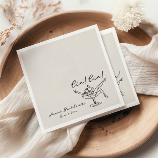 Serviette En Papier Cin Cin Bachelorette Dessinée à la Main