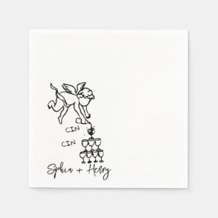Serviette En Papier Cin Cin Cherub Main Tirée Cupid Icon Mariage