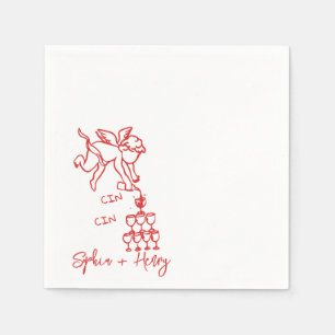 Serviette En Papier Cin Cin Cherub Main Tirée Cupid Icon Mariage