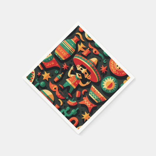 Serviette En Papier Cinco de Mayo. Motif de dessin animé mexicain (Coin)