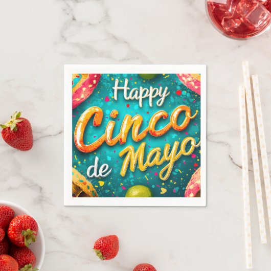 Serviette En Papier Cinco de Mayo Napkin (En situation)