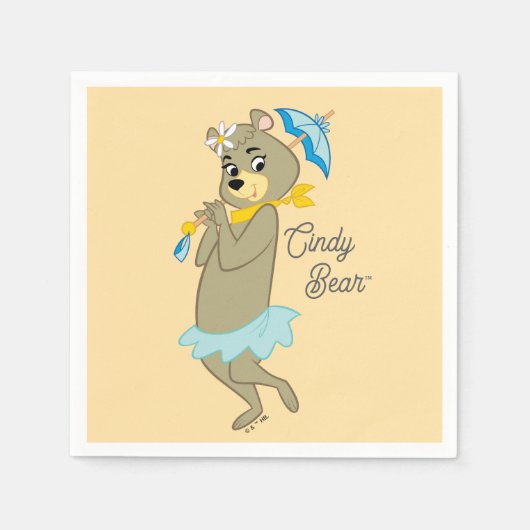 Serviette En Papier Cindy Bear tenant le parasol (Devant)