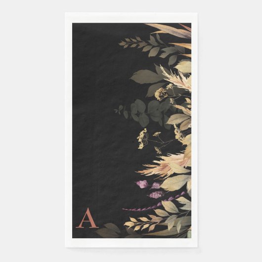 Serviette En Papier Cinnamon Monogram Fall Folid Noir (Devant)