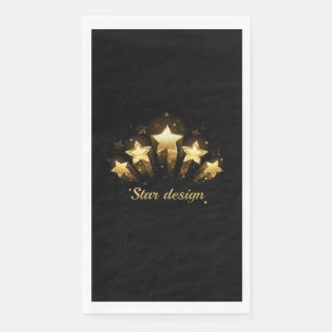 Serviette En Papier Cinq étoiles d'or en noir
