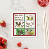 Serviette En Papier Cinq oiseaux de Noël (En situation)