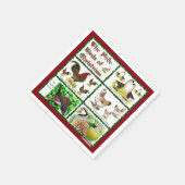Serviette En Papier Cinq oiseaux de Noël (Coin)