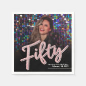 Serviette En Papier Cinquante 50e anniversaire script photo personnali (Devant)