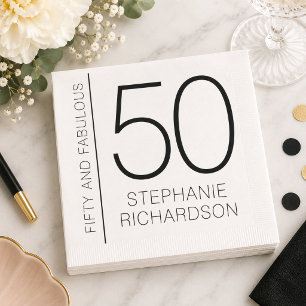 Serviette En Papier Cinquante ans et Fabuleux 50e Anniversaire Moderne