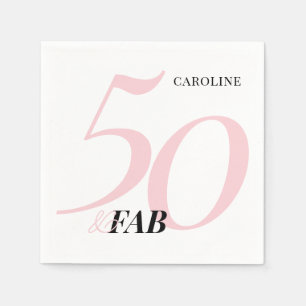 Serviette En Papier Cinquante ans et Fabuleux Anniversaire Rose Gras