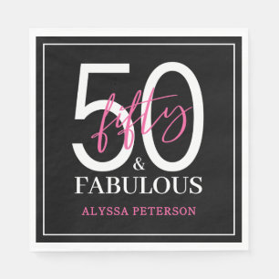 Serviette En Papier Cinquante ans et Fabuleux Texte 50e Anniversaire