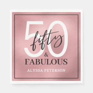 Serviette En Papier Cinquante ans et Fabuleux Texte 50e Anniversaire