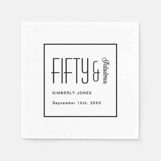 Serviette En Papier Cinquante ans moderne et fabuleux Fête d'anniversa (Devant)