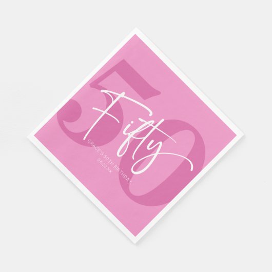 Serviette En Papier Cinquante-cinquantième anniversaire rose (Coin)