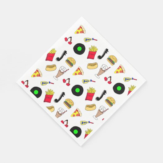 Serviette En Papier Cinquante Diner Nostalgic Style Records, Nourritur (Coin)