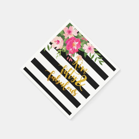 Serviette En Papier Cinquante et fabuleuse serviette - Grilles noir/bl (Coin)