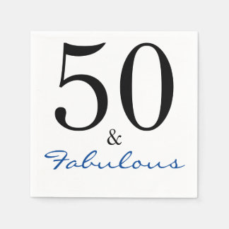Serviette En Papier Cinquante et fabuleux Anniversaire bleu