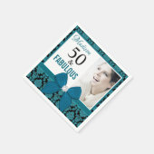Serviette En Papier Cinquante et fabuleux damas turquoise | Anniversai (Coin)