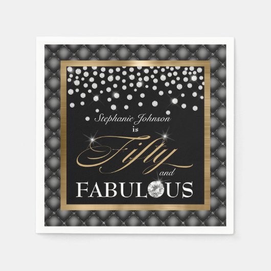 Serviette En Papier Cinquante et fabuleux Diamants d'or noir Glamour (Devant)