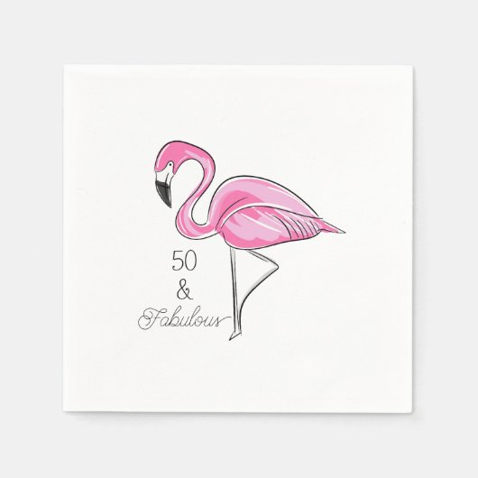 Serviette En Papier Cinquante et fabuleux Flamant rose rose (Devant)
