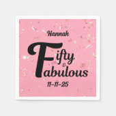 Serviette En Papier Cinquante et fabuleux Joyeux 50e anniversaire rose (Devant)