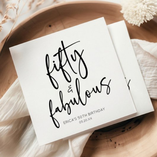 Serviette En Papier Cinquante et fabuleux Minimal 50e fête d'anniversa