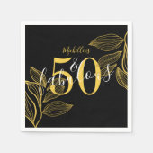 Serviette En Papier Cinquante et fabuleux Noir & Or (Devant)