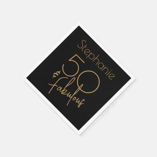 Serviette En Papier Cinquante et fabuleux script d'or moderne 5e anniv (Coin)