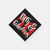 Serviette En Papier Cinquante et typographie blanche et rouge (Coin)