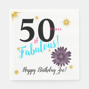 Serviette En Papier Cinquante & Fab élégante marguerite violette & éto