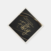 Serviette En Papier Cinquante Or moderne Noir 50e anniversaire (Coin)
