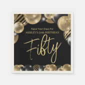 Serviette En Papier Cinquante Parties scintillant moderne Balloon 50e  (Devant)