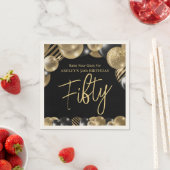 Serviette En Papier Cinquante Parties scintillant moderne Balloon 50e  (En situation)