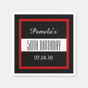 Serviette En Papier Cinquantième coutume rouge et noire V014