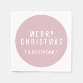 Serviette En Papier Circle moderne Pastel rose Joyeux Noël (Devant)