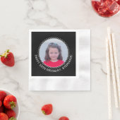Serviette En Papier Circle One photo avec voeux d'anniversaire - Noir (En situation)