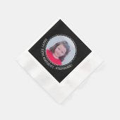 Serviette En Papier Circle One photo avec voeux d'anniversaire - Noir (Coin)