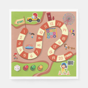 Serviette En Papier Circuit de course coloré pour enfants - jeu de soc