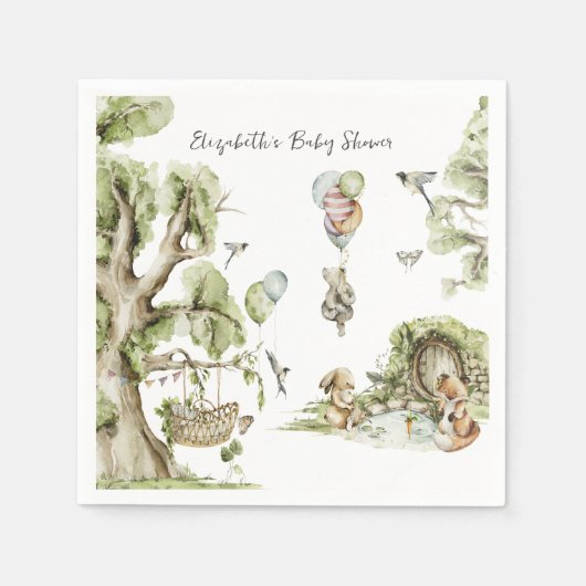 Serviette En Papier Cirque Carnaval | Fête de Naissance dans la Forêt (Devant)