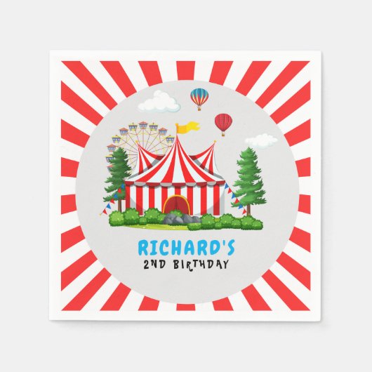 Serviette En Papier Cirque Carnaval Thème Anniversaire Fête (Devant)
