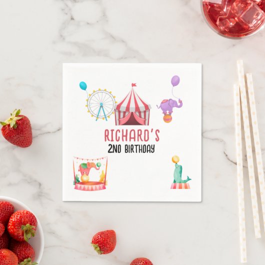 Serviette En Papier Cirque Carnaval Thème Fête d'anniversaire pour enf (En situation)