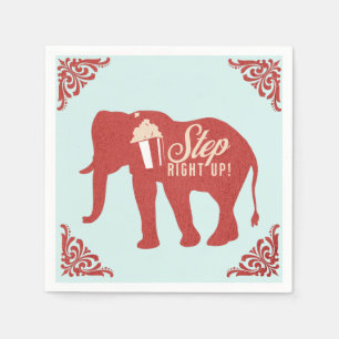Serviette En Papier Cirque Rétro Eléphant Popcorn Fête d'anniversaire
