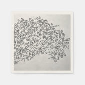Serviette En Papier ciseaux noir et blanc serviette (Devant)