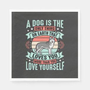 Serviette En Papier Citation Amoureux de Chien Graphique Husky Vintage
