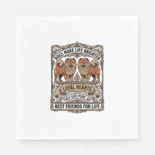 Serviette En Papier Citation Amoureux de Chien Gravure Vintage Art de