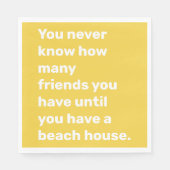 Serviette En Papier Citation d'amis Funny Beach House en Jaune (Devant)
