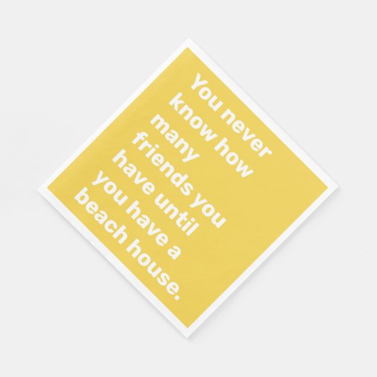 Serviette En Papier Citation d'amis Funny Beach House en Jaune (Coin)